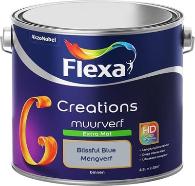 Flexa - Creations Muurverf Extra Mat - Blissful Blue - Mengverf - 2,5 L