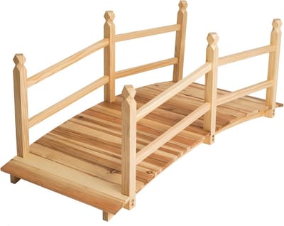 Houten Tuinbrug met Reling voor Vijver of Waterloop