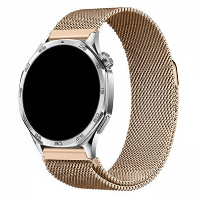 Milanees bandje - geschikt voor Garmin Vivoactive 4 / Venu 4 (45mm) / Venu 3 / 2 / Forerunner 255 / Forerunner 265 / 570 (47mm) en Polar Vantage M / M2 / V3 / Grit X (Pro) - Milanese - rosegoud
