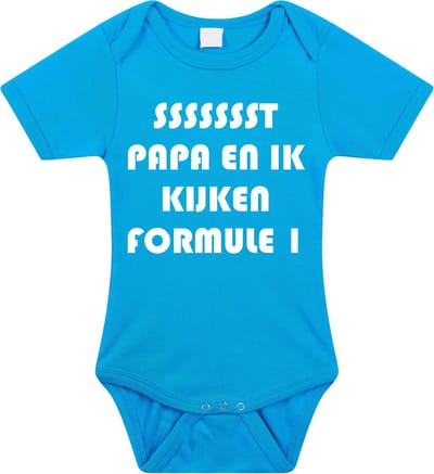 Rompertjes baby - papa en ik kijken formule 1- baby kleding met tekst - kraamcadeau jongen - maat 56 blauw