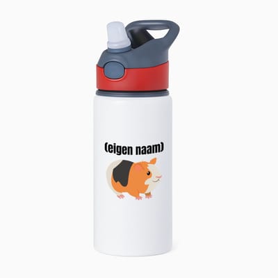Hacebo® - cavia met eigen naam waterfles met rietje rood - Cavia - iemand die cavia's heeft - cavia liefhebber - dieren - verjaardag - cadeau - kado - water fles - 650ML