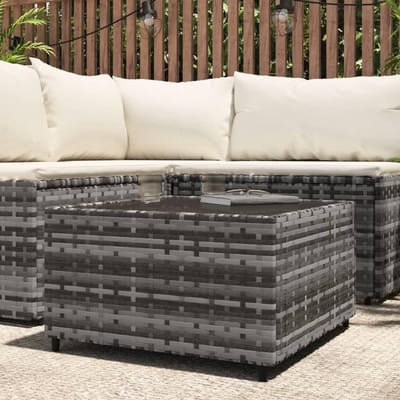 Salontafel Vierkant - Koffietafel Buiten - Terras Ontspannen - Poly Rattan - 50x50x30 cm - Grijs