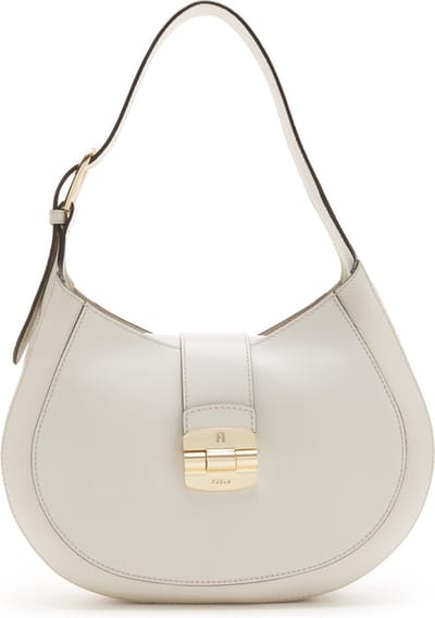 FURLA Leren Schoudertas Club 2 Hobo Marshmallow Lichtgrijs