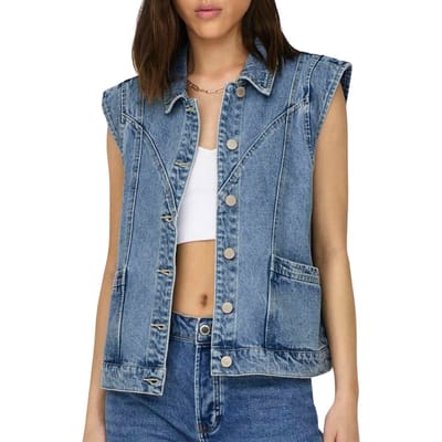 ONLY ONLKENNEDY SL DNM WAISTCOAT BJ NOOS Dames Denim top - Medium Blue Denim