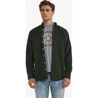 McGregor Corduroy Shirt Dark Olive Size: S | Long-Sleeved T-Shirts Outlet | Heren | Groen