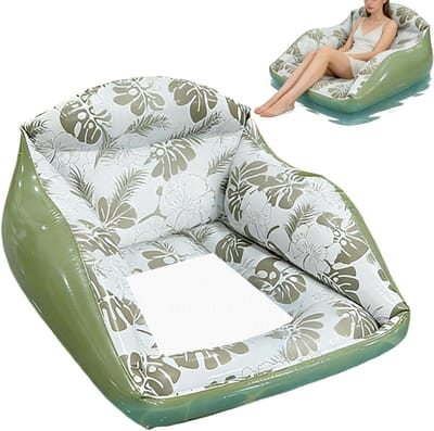 Zwembad Drijver - Opblaasbaar Luchtbed - Ontspannen in Water - Ergonomische Hoofdsteun - 86x84cm - Blauw