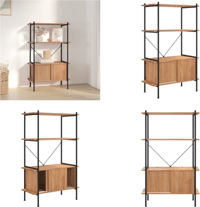 vidaXL Opbergrek 4-laags met kast 80x40x130 cm staal en bewerkt hout