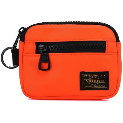 Casual Heren Muntportemonnee Canvas Rits Korte Portemonnee Retro Sleutelhanger Klein Geldbuideltje Trend Jeugd Mini Handtas oranje