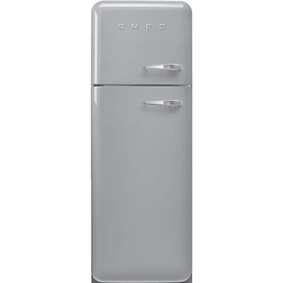 SMEG Koelkast Retro Vrijstaande ijskast Koelkast, Jaren 50, Dubbeldeurs, Vrijstaand , Positie scharnier: Links, Zilver