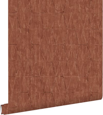 ESTAhome behang grafische lijnen terracotta bruin - 50 x 900 cm - 131415