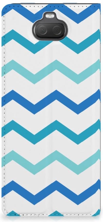 Sony Xperia 10 Hoesje met Magneet Zigzag Blauw