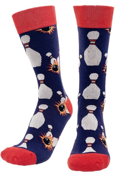 Tutti Footi - Sokken met Bowlingpins & Bowlingballen - maat 37-42 - blauw/oranje - Cadeau voor de Bowler