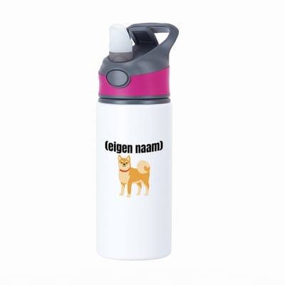 Hacebo® - hond rode halsband met eigen naam waterfles met rietje roze - Honden - honden liefhebbers - iemand die houdt van honden - verjaardag - cadeau - kado - water fles - 650ML