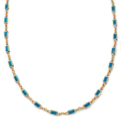 Prism | Goudkleurige ketting met blauwe stenen van kristalglas