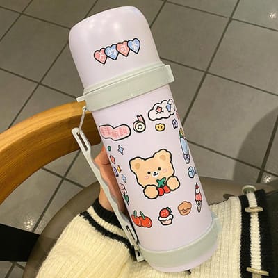 Tasse isotherme grande capacité, bouilloire de haute qualité, tasse en acier inoxydable, jolis étudiants masculins et féminins avec couvercle, nouvelle tasse à eau 1100ml