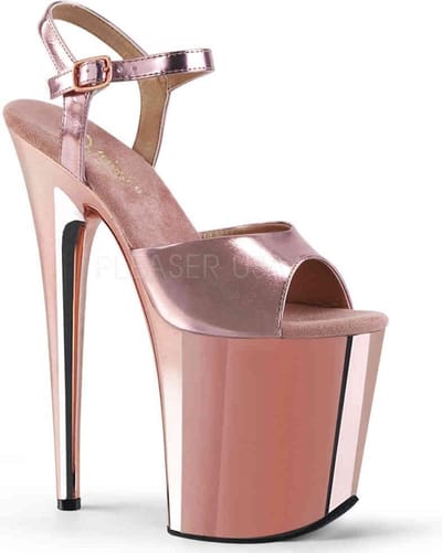 Pleaser - FLAMINGO809 Sandaal met enkelband, Paaldans schoenen - Paaldans schoenen - 35 Shoes - Roze/Goudkleurig