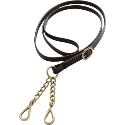 Premier Equine Leather Lead With Chain Coupling Teugels Bruin