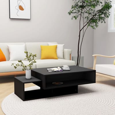 Salontafel - Bijzettafel - Woonkamer - Tafel - 105x55x32 cm - Hout - Zwart