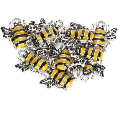 10 stuks Doe-het-zelf Hangers Oliedruppel Bijen Vorm Legering Hanger Ambacht Sieraden Maken Versieringen black
