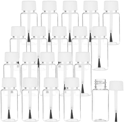 Dailygoods- Applicatorflessen 20 stuks - Lege Navulbare Flessen - Kunststof met Penseeldeksel - Lichtgewicht en Lekvrij - Inhoud 15 ml - Afmetingen 24 mm x 63 mm - Nagellakfles