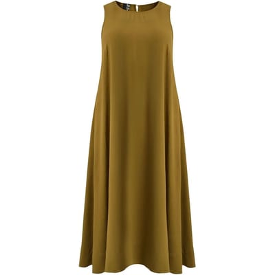 Lange Mouwloos Crepe Jurk Dames Mat Fashion