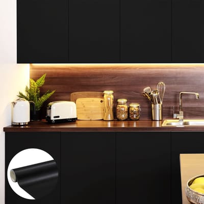 Waterdichte zelfklevende vinylsticker op rol per meter - Afwasbare sticker voor keuken, meubels, kasten, deuren - 60 cm x 5 m - Zwart