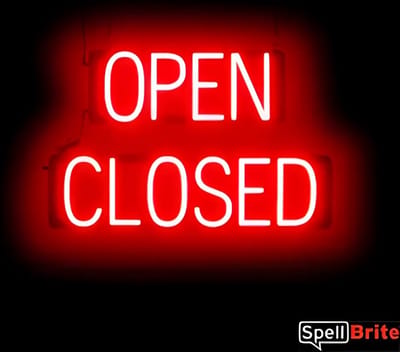 OPEN CLOSED - Lichtreclame Neon LED bord verlicht | SpellBrite | 60 x 38 cm | 6 Dimstanden - 8 Lichtanimaties | Reclamebord neon verlichting