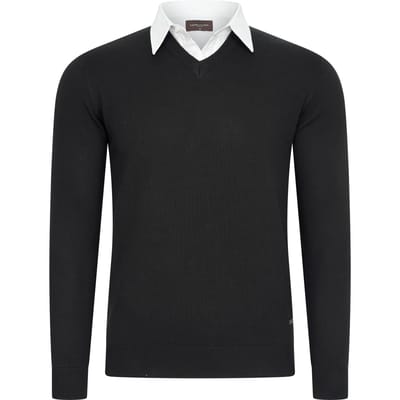 Cappuccino Italia - Heren Trui Pullover Mock - Zwart - Maat M