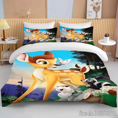 Bambi Bedrukt Zacht Beddengoed Set Dekbedovertrek Anime Dekbed Volwassen Kinderen Verjaardagscadeau Volledige Maat King Size Beddengoed Set EU Double 200x200cm