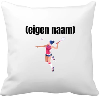 Akyol - badminton vrouw met eigen naam Kussen hoes - Badminton - badmintonner - sport - verjaardag cadeau - kado - geschenk - 40 bij 40 cm