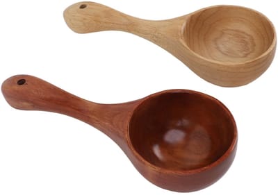 Dailygoody - Houten Soeplepels - Duurzame Keukenaccessoires - Lange Handvat - Serveerlepel - Perfect voor Soepen en Sauzen - Houtkleurig