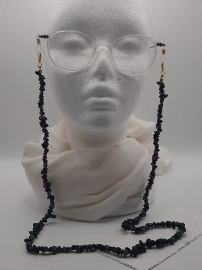 brillenketting van ALABASTER / armband / ketting / reserve rubberen lussen + 2 hoogwaardige microvezel doekjes / brillenkoord dames / brilkoordje kraaltjes / briltouwtje / voor zonnerbril / natural gemstone handmade / cordon de lunettes