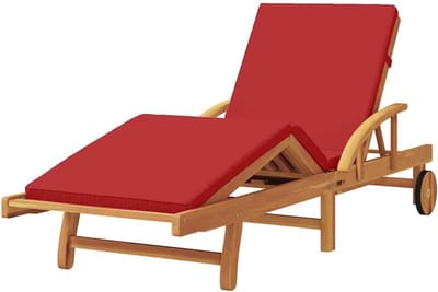 Tuinligstoel - Zonnebed - Buiten ontspannen - Verstelbaar met wielen - 200x67x84 cm - Rood