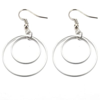 Oorhangers met dubbele ringen zilverkleurig