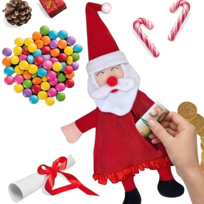 Dailygoods - QCTrial - Dailygoods - Dailygoody - Rugzak - Cadeauverpakking - Ideaal voor Geld en Kleine Voorwerpen - 36 cm Hoog - Kerst - Kinderen - Kerstcadeau - Rood