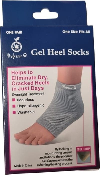 Professor Q Hielspoor Sokken met Gelpad - Hielbeschermers - Grijs - 1 Paar