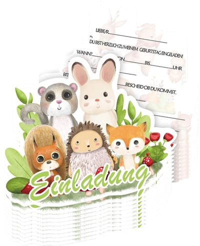 Dailygoods- Uitnodigingskaarten 12 Stuks - Jungle Dierenprint - Elegante/Grappige Uitnodigingen - Hoogwaardig Karton - 16x12 cm - Snel Invullen - Feestkaarten