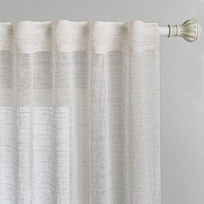 Unyqoos ® Gezellige Linnenlook Gordijnen voor Woon- en Kinderkamer - Set van 2, Half-Transparant, Beige, 225 x 140 cm
