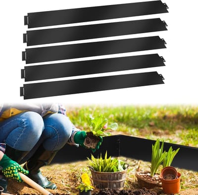 Borderrand Gazonranden Metalen verzinkt - Graskanten Palissade Tuinafboording - Wortelbegrenzer flexibele Perkranden - zwart 100x15cm 5m