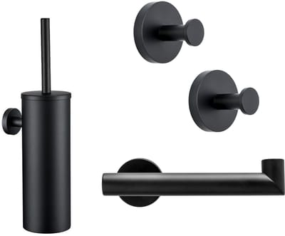 XIVADA Toilet Accessoires Set Zwart - 3-delige Toiletset - Wc Accessoires Hangend