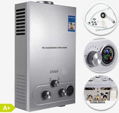 Luxe Propaan Geiser - LPG/Butaan Geiser - 12L - Mamzel® - Regelbare Tempratuur & Gastoevoer -Ideaal Voor Camper - Caravan - Boot - Camping - Snel Heet Water - Inclusief Douche