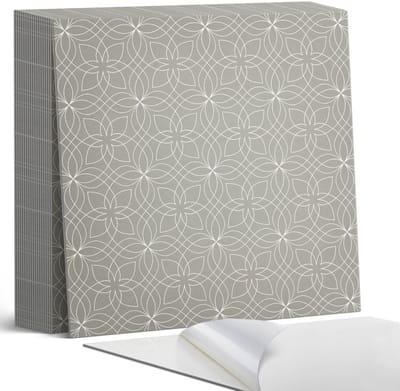 Coloray Plaktegels - Geometrisch bloemenpatroon Zelfklevende Tegels - 20 cm x 20 cm - Grijs Plaktegels - 20 stuks - Vierkant PVC Tegels - Plaktegels Badkamer - Plaktegels Vloer - Vinyltegels Vloer Zelfklevend - Wandtegel Zelfklevend