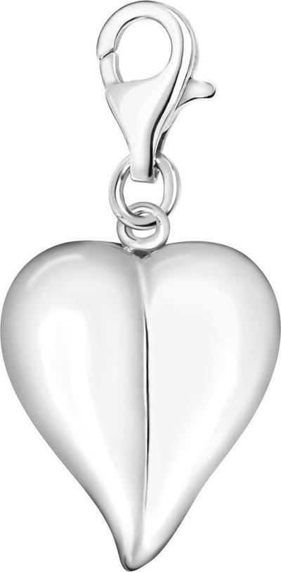 Quiges – 925 - Zilver – Charm - Bedel - Hanger - 3D Hart - met – sterling - zilver - karabijnslot - geschikt - voor -Bedelarmband HC072