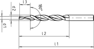 Wurth - Meerfasenboor HSS DIN 8376 medium 180° - Meerfasenboor, DIN 8376 RN medium, 180° x 1 st