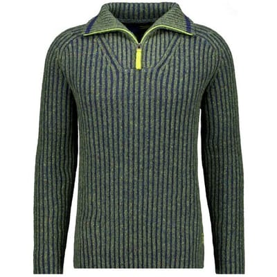 Ragman Trui Troyer Zip Two Tone High Texture Rib Knit Mosgroen / male