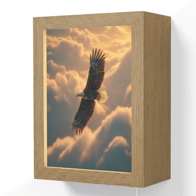 Wandlamp 15x20 cm - Oplaadbaar - Adelaar - Wolken - Zon - Wandlampen binnen woonkamer - Slaapkamer lamp met kabel - Decoratieve nachtlamp - Vloerlamp snoer