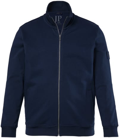 JP 1880 - Heren - Sweatjack sweatstof opstaande kraag rits tot 8XL - Navy blauw - Maat L