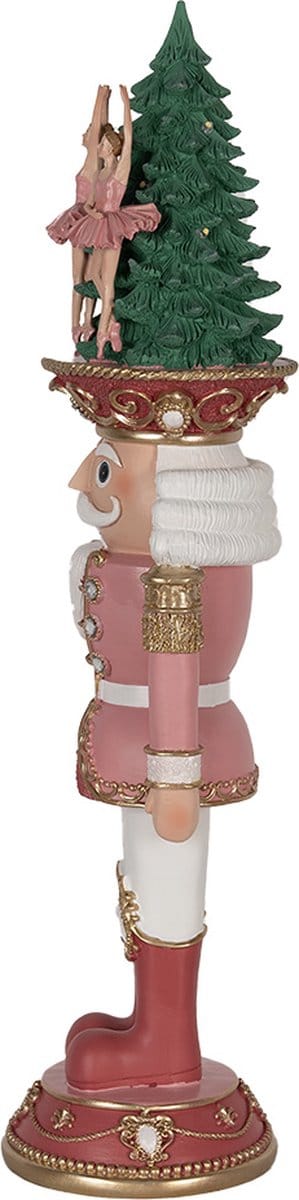 Clayre & Eef Kerstdecoratie met LED-verlichting Notenkraker 62 cm Roze Polyresin Kerstdecoratie Beeld