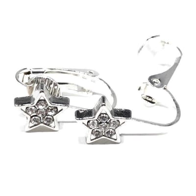 MNQ bijoux - Clipoorbellen - Oorclips - Kind - Meisje - Dames - Ster - Glitter - Kleurloos - Knopje
