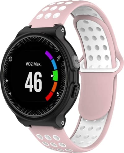 Siliconen bandje - geschikt voor Garmin Forerunner 220 / 230 / 235 / 620 / 630 / 735XT / Approach S20 / S5 / S6 - roze-wit